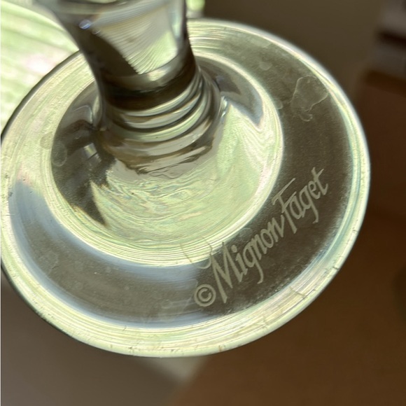 New Orleans Mignon Faget Vintage Crystal Footed Wine Goblets - Picture 2 of 2